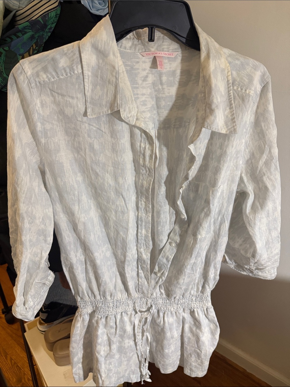 Victoria's Secret White Textured Drawstring romper